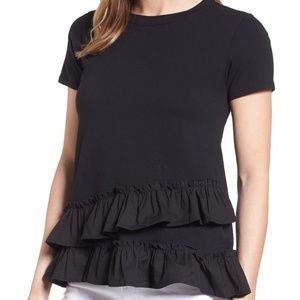 New Bobeau Poplin Ruffle Top